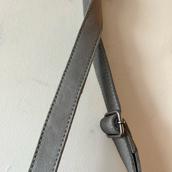 Cut n’ Paste Leather Gray Crossbody Bag with Fringe - Picture 7 of 15